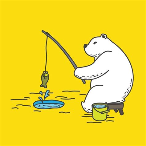 polar bear fishing illustration cartoon character 2278557 Vector Art at ...