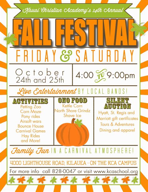 Free Printable Fall Festival Flyer Templates Of Kauai Christian Academy S 14th Annual Fall ...