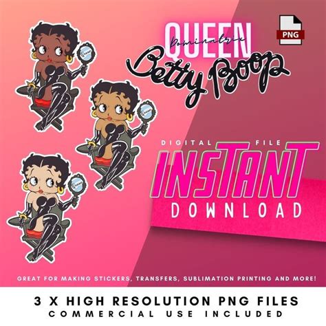 Betty Boop Queen Dominate Woman Cartoon Anime Character PNG Transfer Sticker File Digital ...