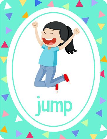 Vocabulary Flashcard With Word Jump Stock Illustration - Download Image Now - Activity, Alphabet ...