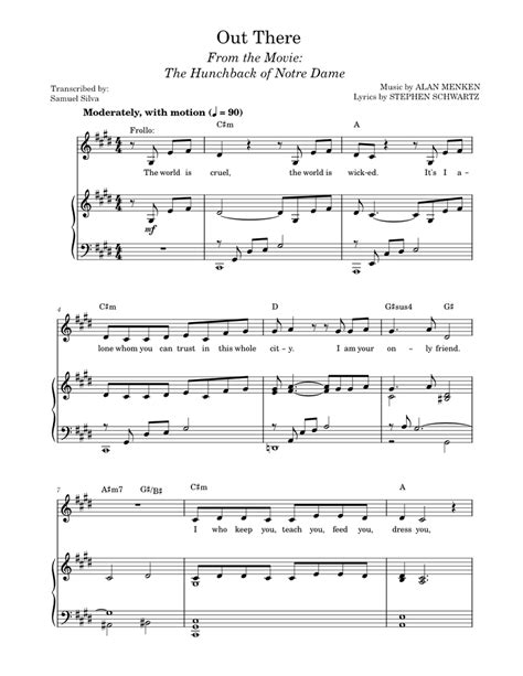 Out There - Hunchback of Notre Dame Sheet music for Piano, Vocals ...