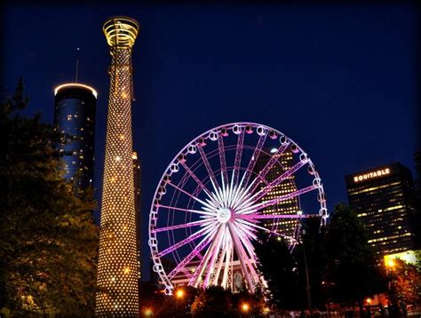 Downtown Atlanta GA skyline | Atlanta bars, Atlanta, Atlanta ferris wheel