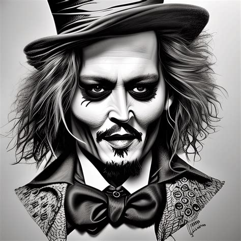 Pencil Drawing of Johnny Depp As the Mad Hatter · Creative Fabrica