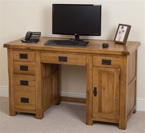 Rustic Solid Oak Computer Desk | Large computer desk, Wood computer desk, Home office furniture