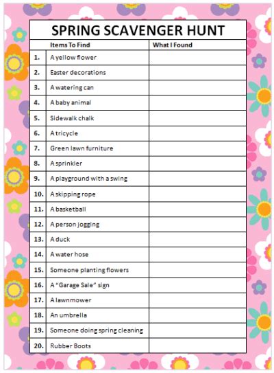 Spring Scavenger Hunt (Free Printable) - Moms & Munchkins