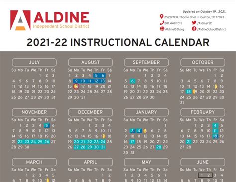 NEW! 2021-2022 Calendar Updates – Thompson Elementary School