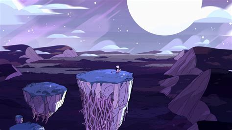 Steven Universe Pearl Steven On Floating Island With Background Of Purple Sky With Stars And ...