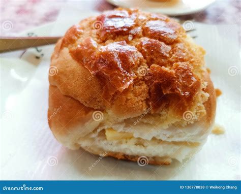 Pineapple Bun with Butter in Hong Kong Stock Photo - Image of inside ...