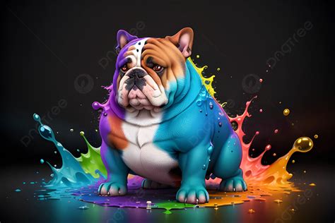 Splash Art Bulldog Creature Cute Adorable Liquid Background, Bulldog ...