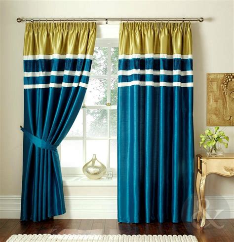 Teal Blue & Lime Green Curtains - Luxury Pencil Pleat Lined 66"x90 ...