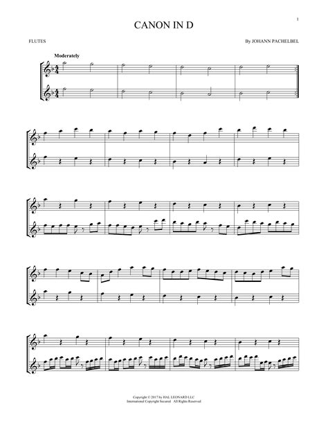 Johann Pachelbel "Canon in D" Sheet Music Notes | Download Printable ...