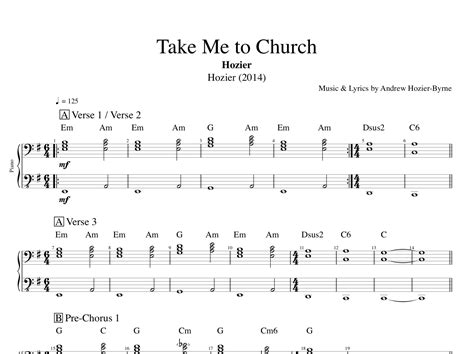 "Take Me to Church" · Hozier || Piano + Guitar || Sheet Music/Score + Tab + Chords — Play Like ...