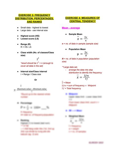 SOLUTION: Biostatistics formulas - Studypool