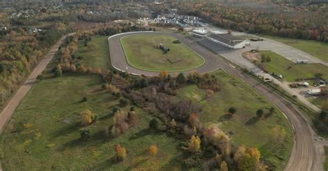 Stunning wide angle aerial view of the Scarborough Downs Horse Track in Maine., Stock Video ...