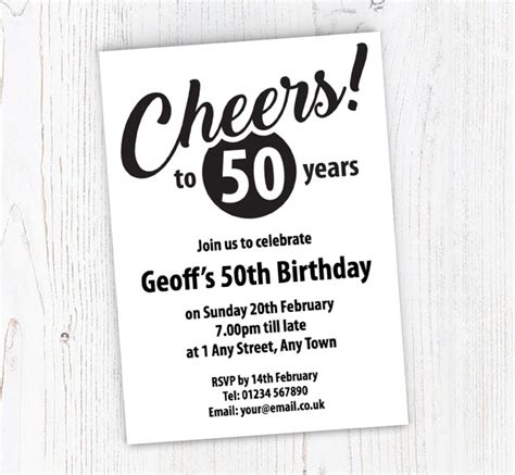 Cheers to 50 Years Party Invitations | Personalise Online Plus Free ...