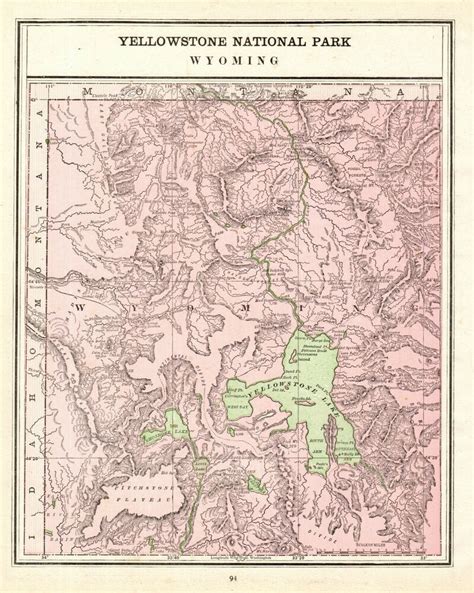 1888 Antique YELLOWSTONE National Park Map Vintage Yellowstone Wyoming Map 8766 in 2021 ...