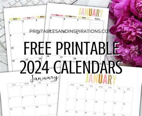 Free Printable 2024 Calendar Printable PDF - Printables and Inspirations