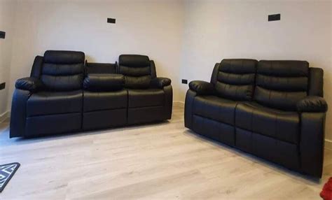 Grey Recliner Sofa 3 2 Seater Set Couch with Cup Holders + Corner sofa ...