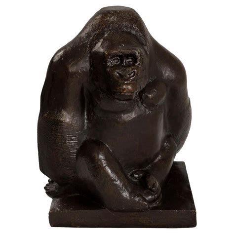 Large Cast Bronze Gorilla Head Wall Sculpture Statue Wildlife Collector ...