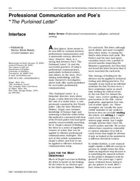 (PDF) Professional communication and Poe's "The Purloined Letter ...