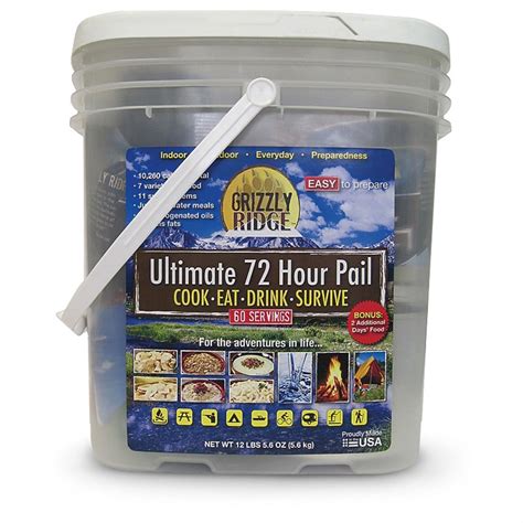 Grizzly Ridge™ Ultimate 72-hour Survival Bucket - 294008, Survival Food ...