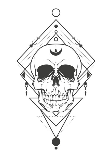 Skull tattoo art with sacred geometric elements. Vector illustration design. 2052330 Vector Art ...