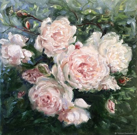 Oil painting, White Rose painting – купить на Ярмарке Мастеров ...