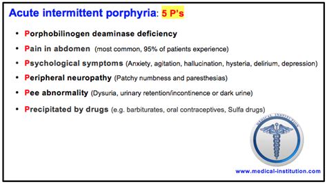 Acute Intermittent Porphyria: Disease, Treatment, Mnemonic