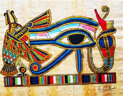 ANCIENT EGYPTIAN PAPYRUS PAINTING on Handmade Paper SIGNED Eye Horus PROTECTION $187.50 - PicClick
