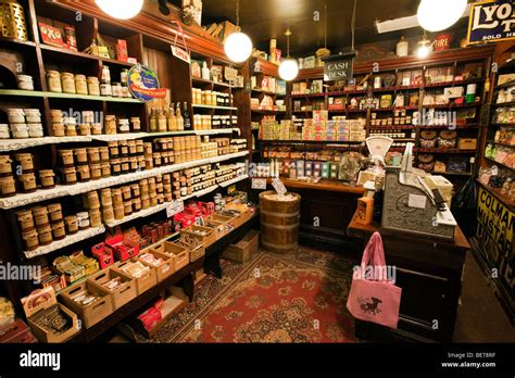 UK, England, Yorkshire, Haworth, Main Street, Rose and Co Apothecary shop interior, old ...