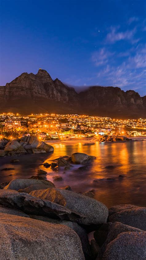 View of Cape Town's Table Mountain, Lions head & Twelve Apostles at ...