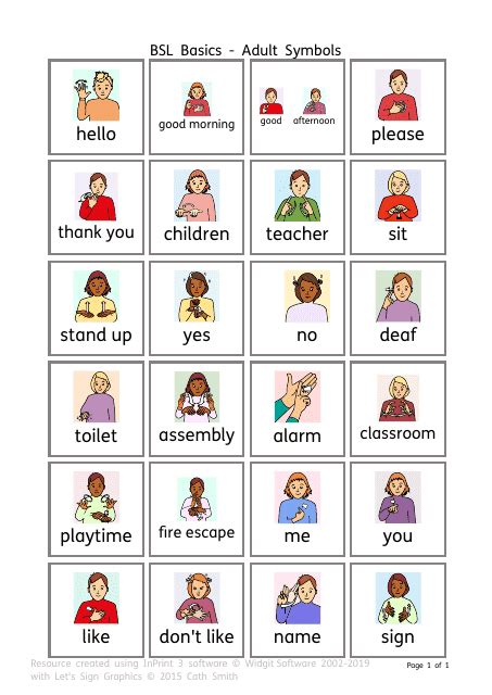 British Sign Language (Bsl) Flashcards - Adult Symbols Download ...