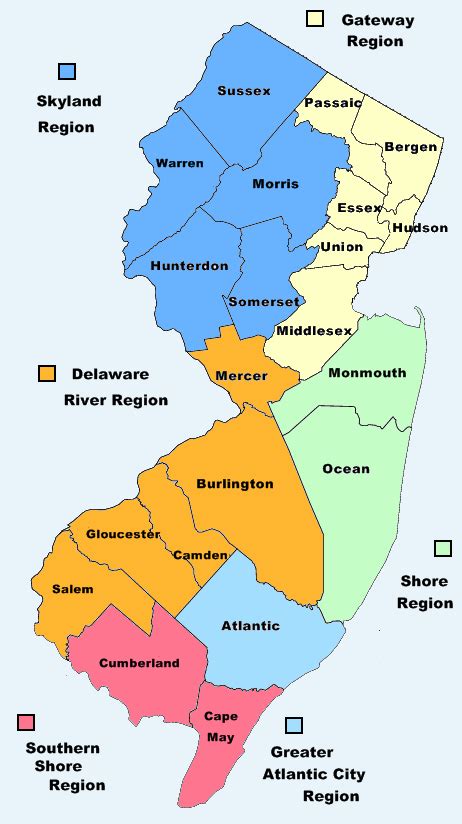 Map of New Jersey - NJ County Map