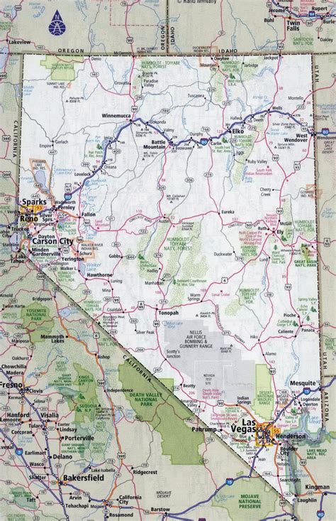 Large detailed roads and highways map of Nevada state with all cities | Nevada state | USA ...