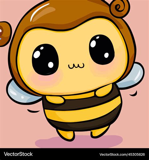 Cute bee bee kawaii chibi drawing style bee Vector Image