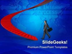 Businessman Step To Stairway Success PowerPoint Templates And PowerPoint Backgrounds 0511 ...