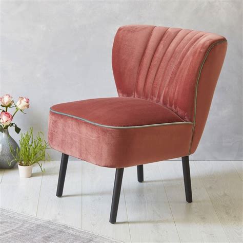 blush pink velvet mid century cocktail chair by fern & grey ...