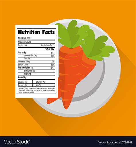 Carrot with nutrition facts Royalty Free Vector Image