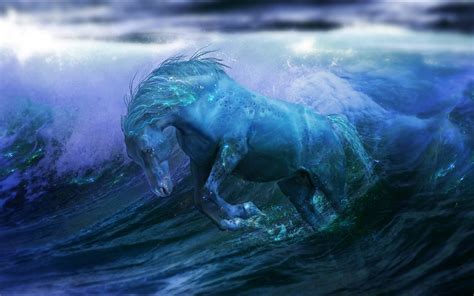 Foto Hauspferd Meer Fantasy Wasserwelle Wasser 1920x1200