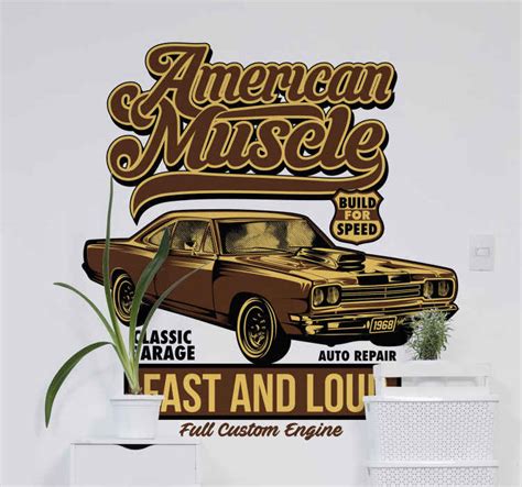 American classic car salon car decal - TenStickers