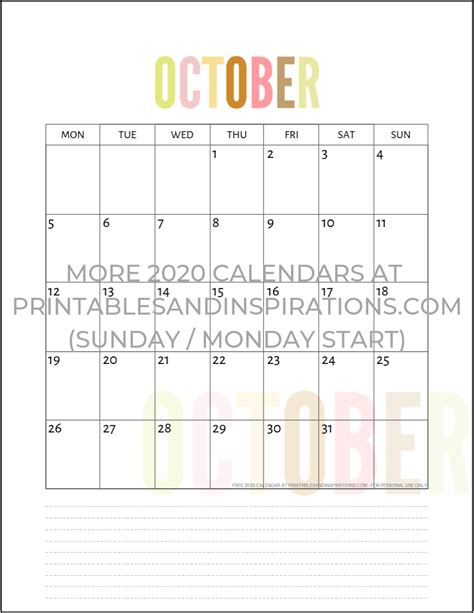 Free 2020 Calendar Printable Planner PDF - Printables and Inspirations