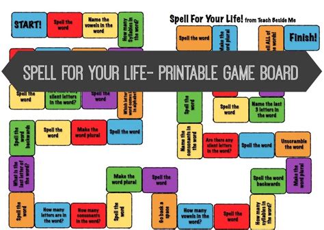 Spell For Your Life- Printable Spelling Game Board | Spelling games, Spelling, Spelling fun