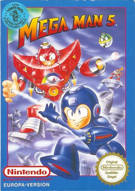 Mega Man 5 (1992) NES box cover art - MobyGames