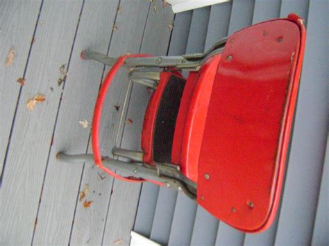 Vintage Metal Cosco Folding Step Stool Red Upholstered Kitchen Chair Seat | eBay
