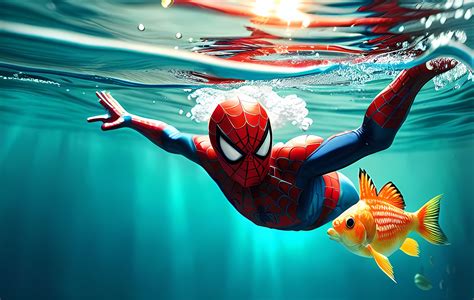 Spiderman with goldfish by vicky20188