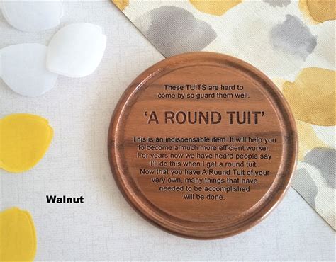 "A Round Tuit" Turned Wooden Coasters - Various Timbers