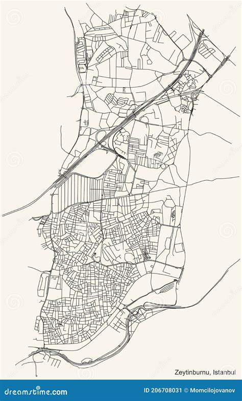 Street Roads Map of the District Zeytinburnu of Istanbul, Turkey Stock ...