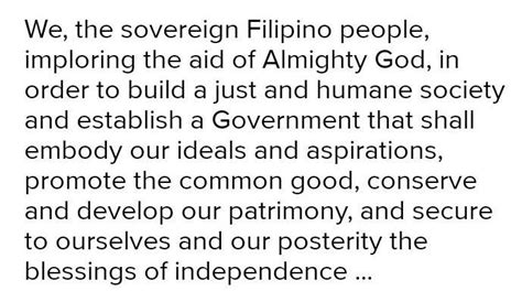 preamble of the philippines constitution - Brainly.ph