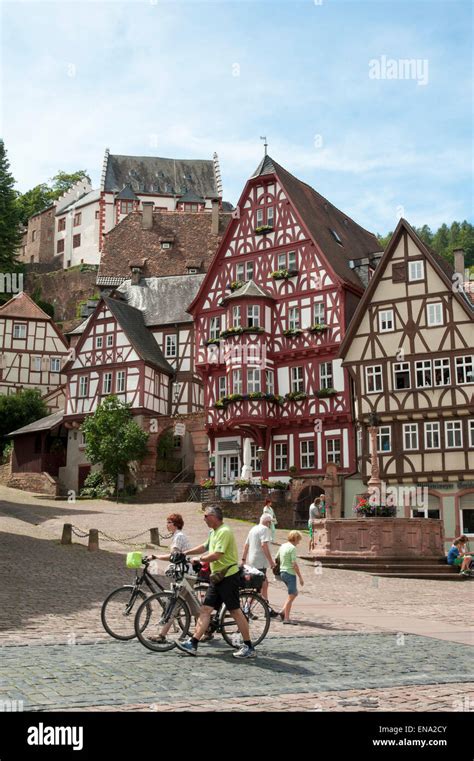 Marktplatz and Mildenburg, old town of Miltenberg, Odenwald, Bavaria, Germany Stock Photo - Alamy