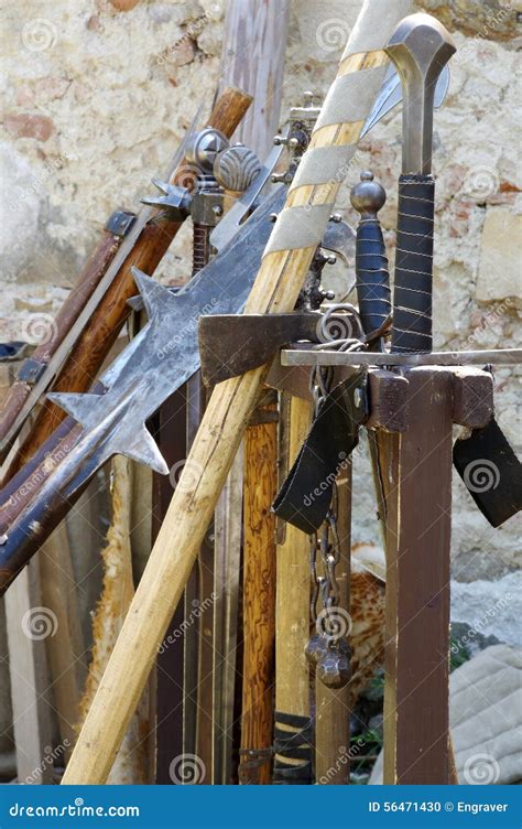 Medieval Cutting and Stabbing Weapons Stock Photo - Image of medieval ...